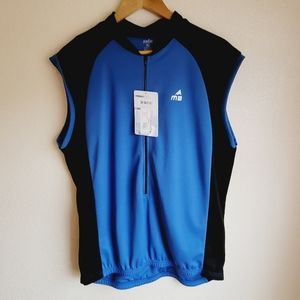 MT BORAH Mens XL Cycling Jersey 3/4 Zip Shirt Blue Black Extra Large Half Zip